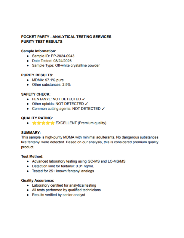 Product three certificate of analysis